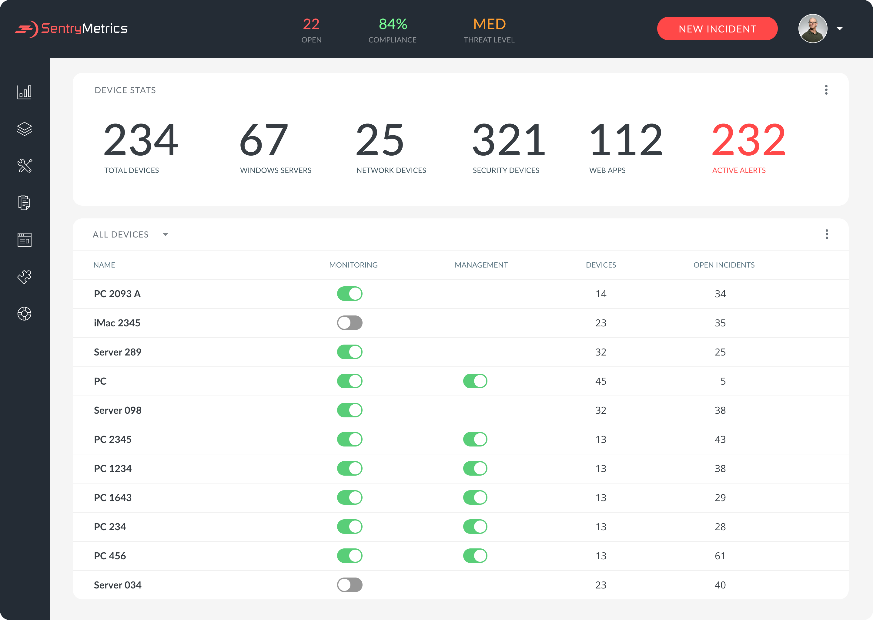 Image of an enterprise information security compliance management web application with a clean and intuitive interface.