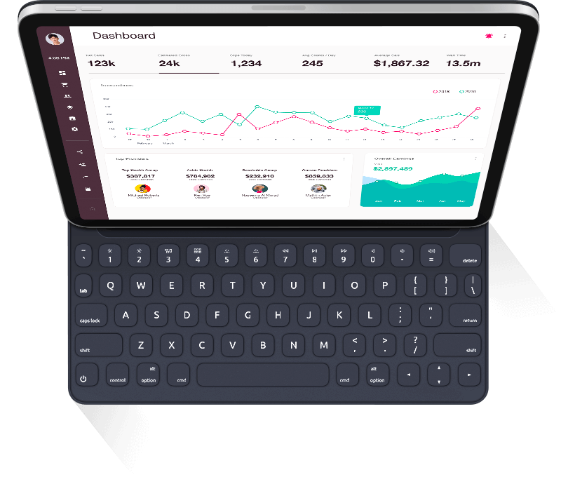 Commercial point-of-sale app dashboard displaying sales data, transaction history, and inventory management