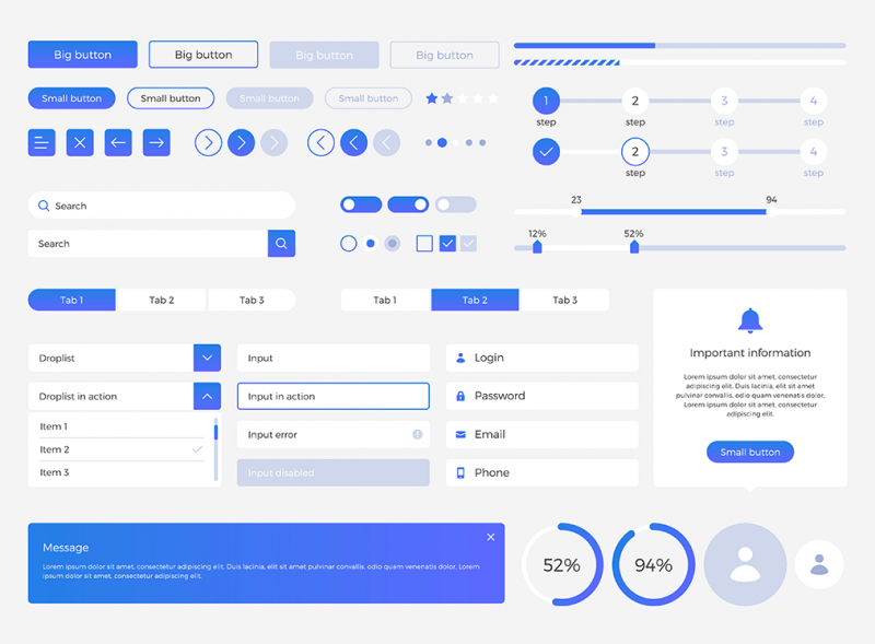 Design System, Components Library Illustrations. 