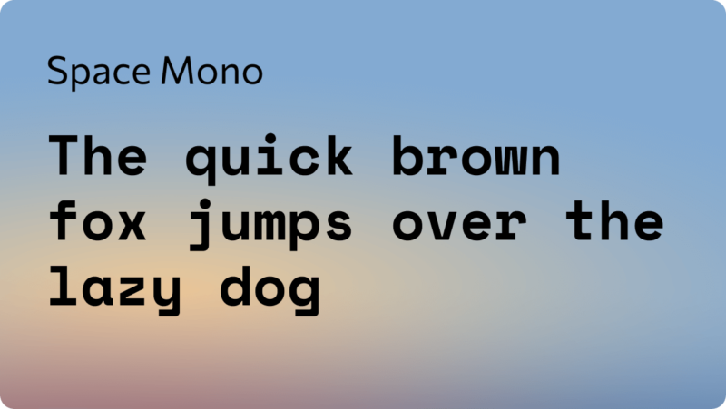 Usage of Space Mono font in a coding environment, showcasing its monospaced character design for improved alignment and readability in technical applications.
